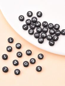 1 Gói Đen Đục Acrylic Hạt Tròn Phẳng Trắng Số Đính Hạt Tự Làm Phụ Kiện Trang Sức - Đen và trắng - Xem 2