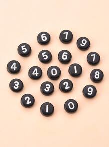 1 Gói Đen Đục Acrylic Hạt Tròn Phẳng Trắng Số Đính Hạt Tự Làm Phụ Kiện Trang Sức - Đen và trắng - Xem 3