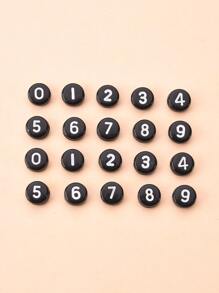 1 Gói Đen Đục Acrylic Hạt Tròn Phẳng Trắng Số Đính Hạt Tự Làm Phụ Kiện Trang Sức - Đen và trắng - Xem 4