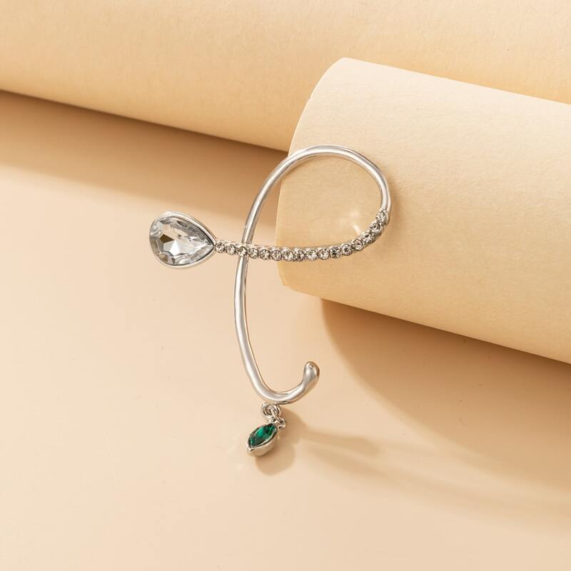 

1pc Rhinestone Ear Cuff, Silver