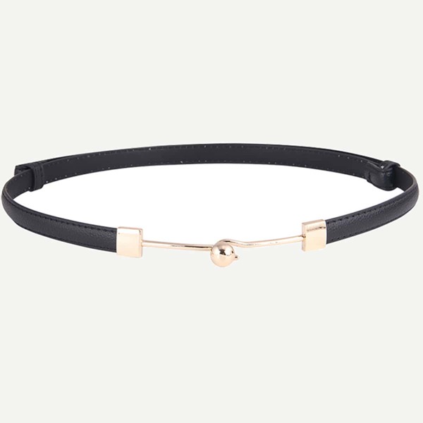 

Metal Buckle Skinny Belt, Black