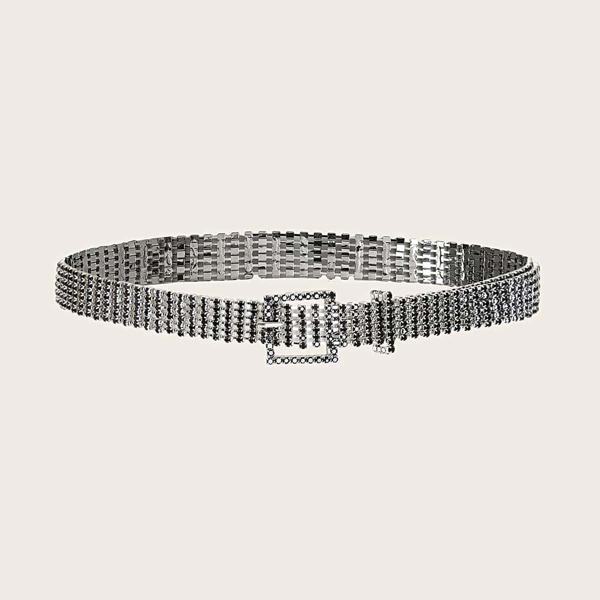 

Rhinestone Decor Belt, Silver