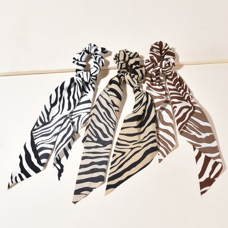 

3pcs Zebra Striped Scrunchie Scarf, Multicolor