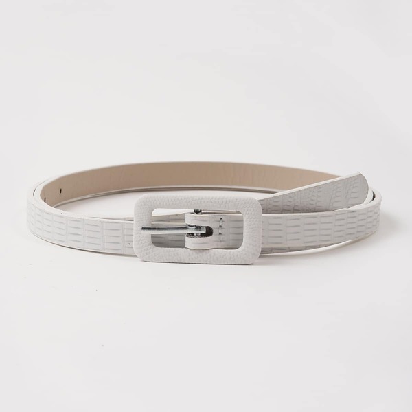 

1pc Geometric Buckle Belt & 1pc Hole Puncher, White
