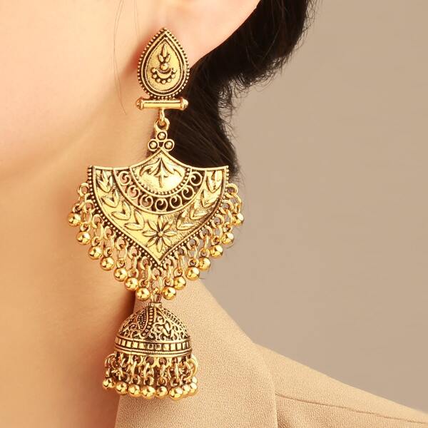 

Jhumka винтажные серьги, Золотистый
