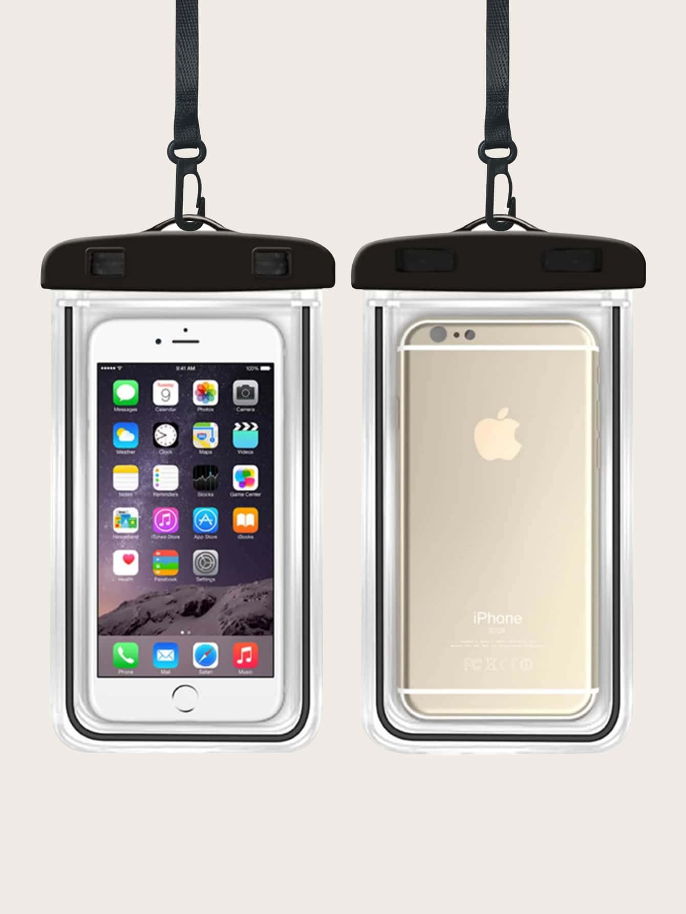 1pc Phone Clear Waterproof Bag - Black - View 1