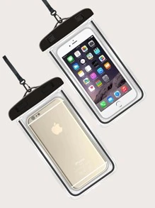 1pc Phone Clear Waterproof Bag - Black - View 2