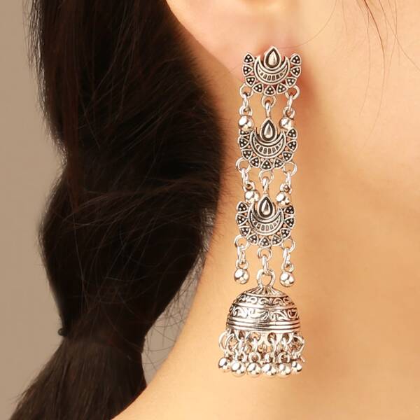 

Vintage Jhumka Earrings, Antique silver