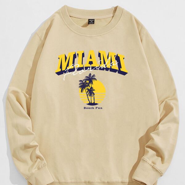 

Guys Letter Tropical Print Sweatshirt, Khaki