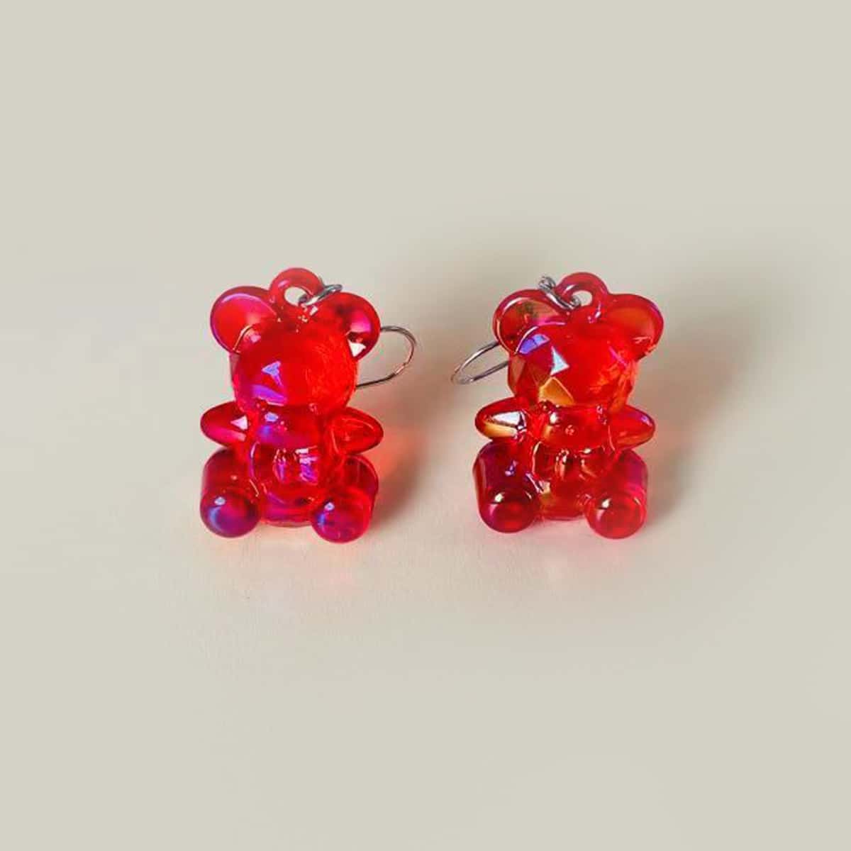 

Bear Drop Earrings, Red