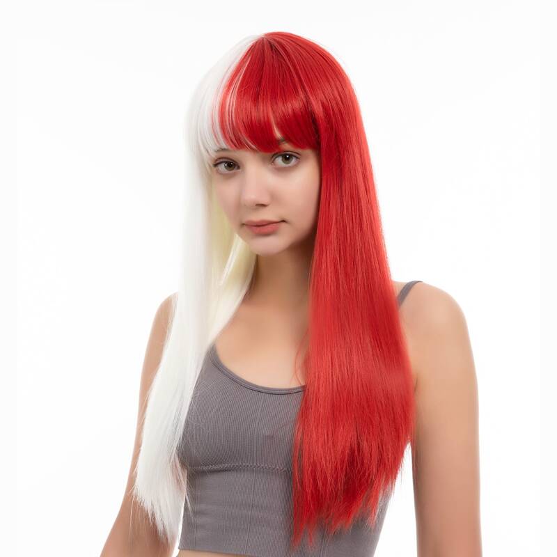 

Two Tone Long Straight Wig With Bangs, Multicolor