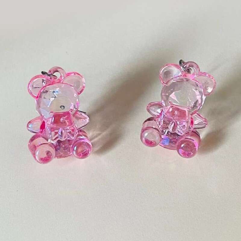 

Bear Drop Earrings, Pink