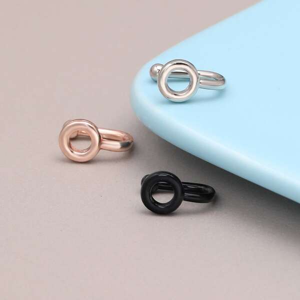 

3pcs Round Decor Nose Ring, Multicolor
