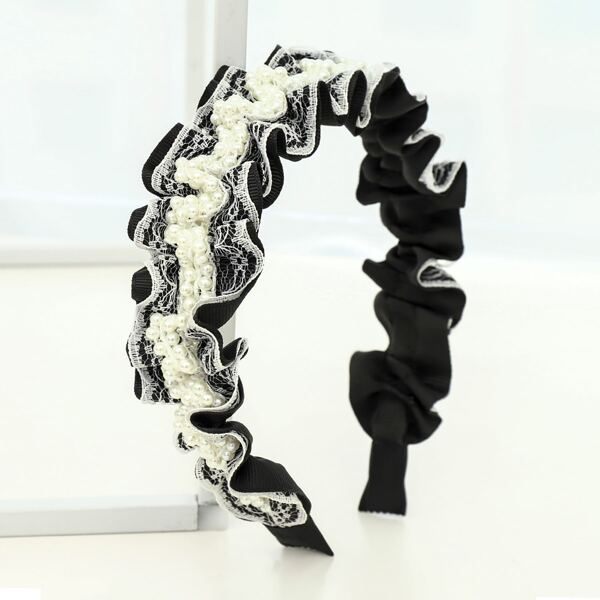 

Faux Pearl Decor Headband, Black
