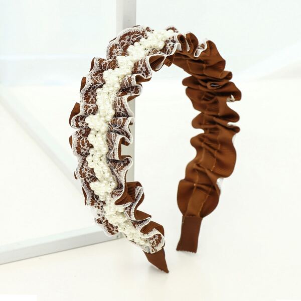 

Faux Pearl Decor Headband, Brown