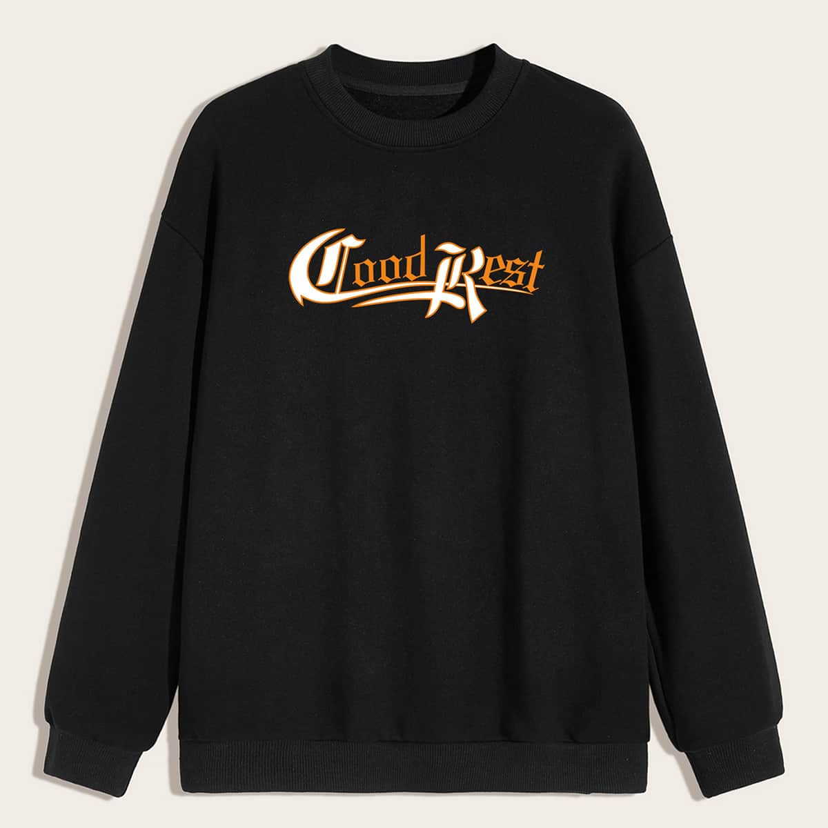

Guys Letter Print Sweatshirt, Black