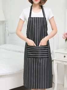 ผ้ากันเปื้อนลายทาง - สีดำ - ดู 1