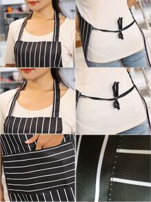 ผ้ากันเปื้อนลายทาง - สีดำ - ดู 2