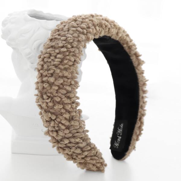 

Fluffy Wide Headband, Coffee brown
