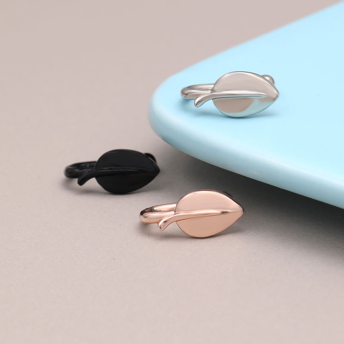 

3pcs Leaf Decor Nose Ring, Multicolor