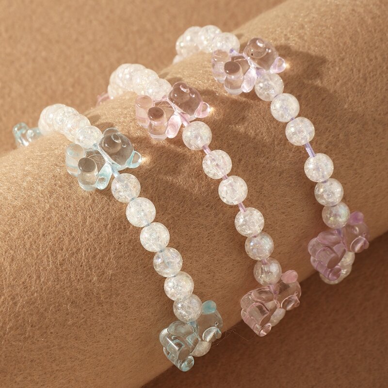 

3pcs Bear Beaded Bracelet, Multicolor