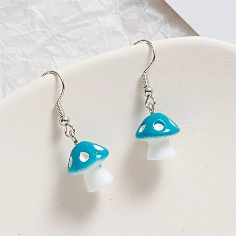 

Mushroom Drop Earrings, Blue