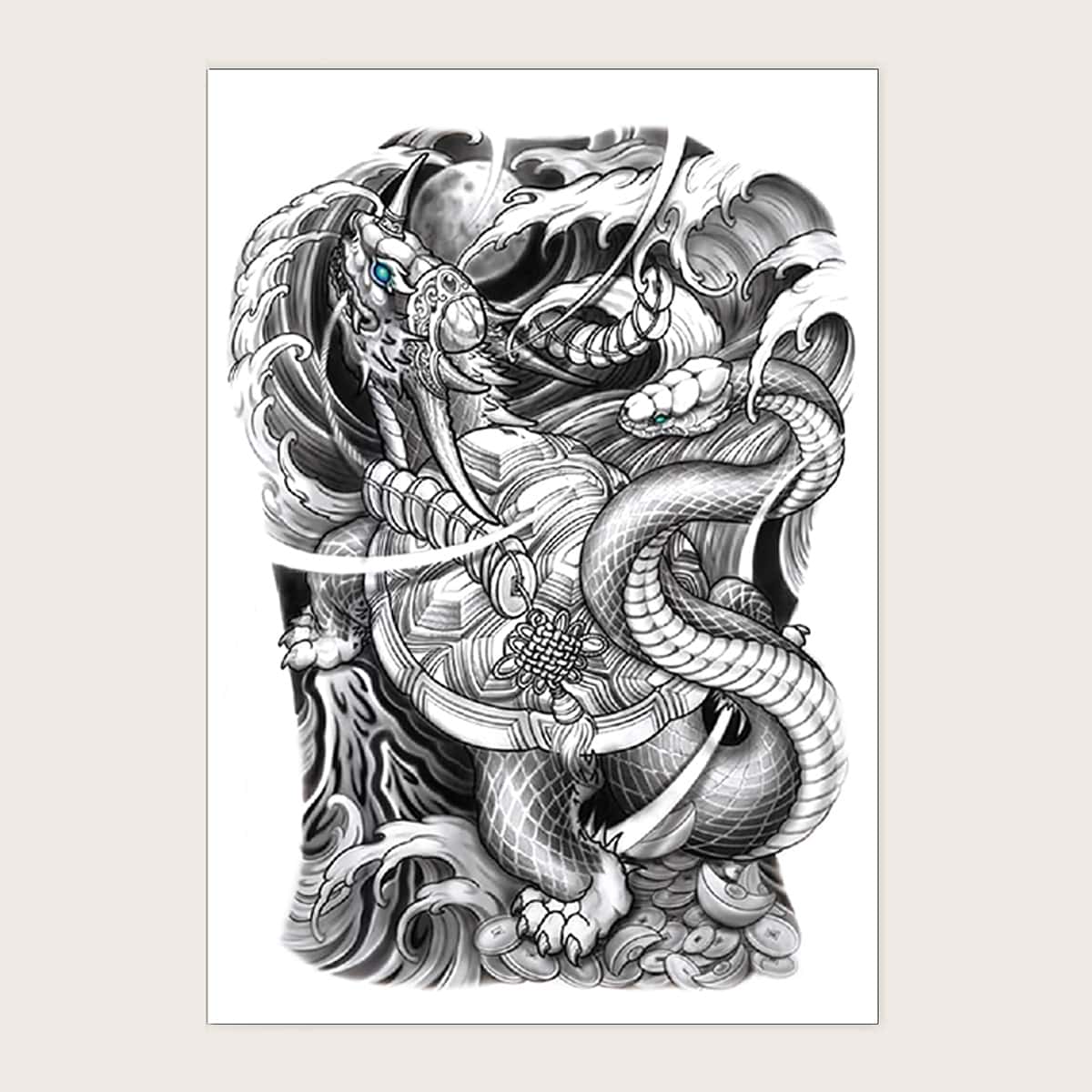 

1sheet Snake Pattern Tattoo Sticker, Black