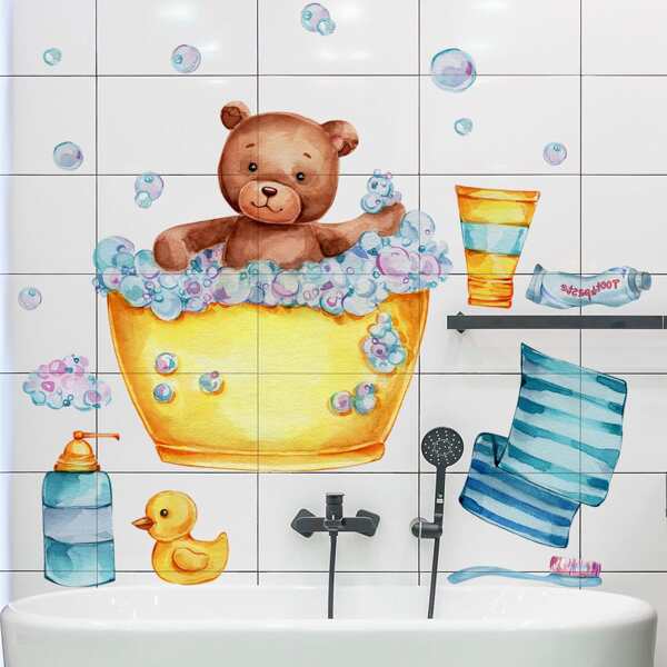 

1set Cartoon Graphic Wall Sticker, Multicolor