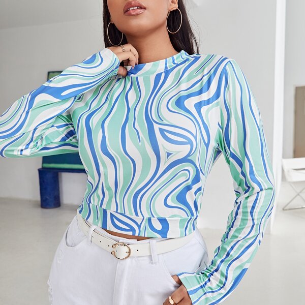 

Plus Graphic Print Crop Tee, Multicolor