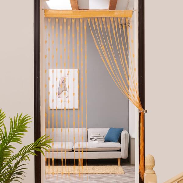 

Embroidery Heart Decor Curtain, Yellow