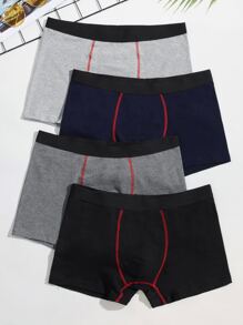 Hombres 4 piezas Calzoncillos boxer de color combinado - Multicolor - Ver 1