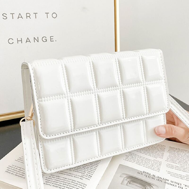 

Quilted Flap Crossbody Bag, White