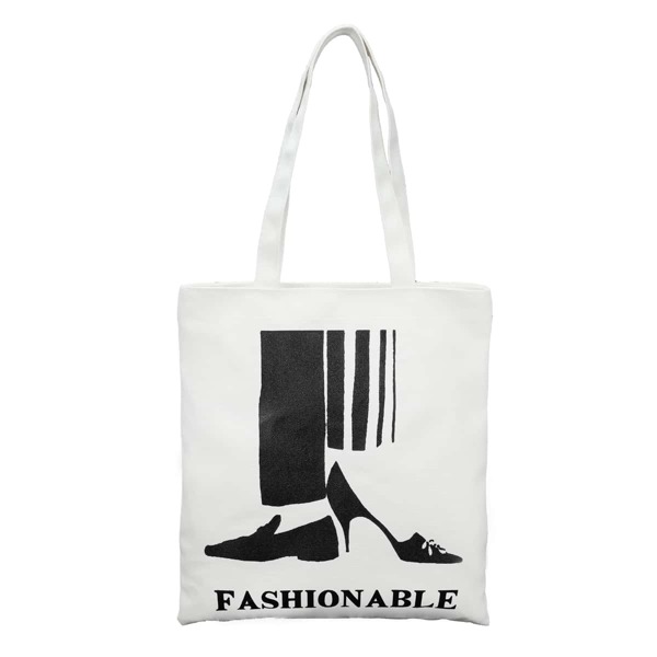 

Letter Graphic Shopper Bag, White