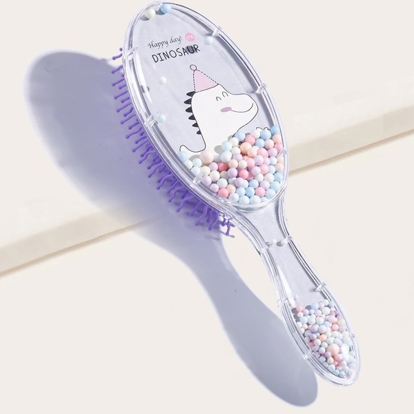 

Cartoon Dinosaur Pattern Hair Brush, Light grey