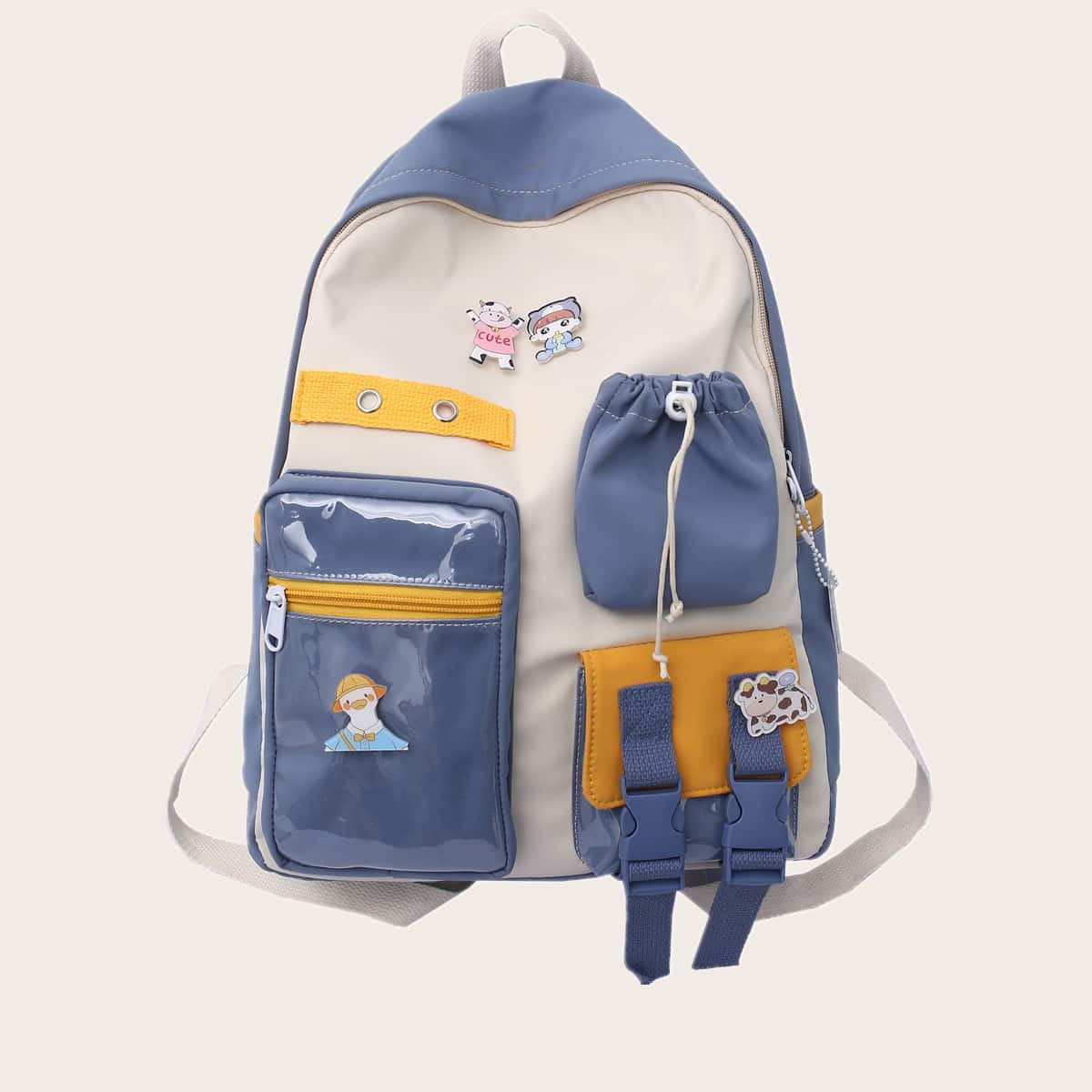 

Multi-pocket Front Backpack, Blue