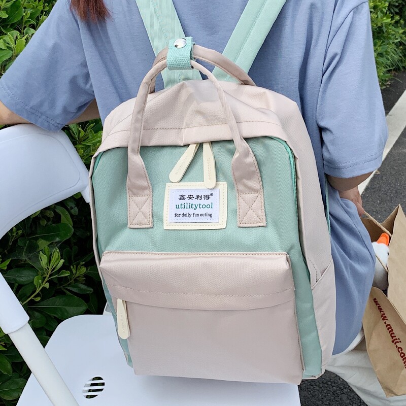 

Pocket Front Backpack, Mint green