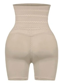 High Waisted Shapewear Shorts - Beige - View 2