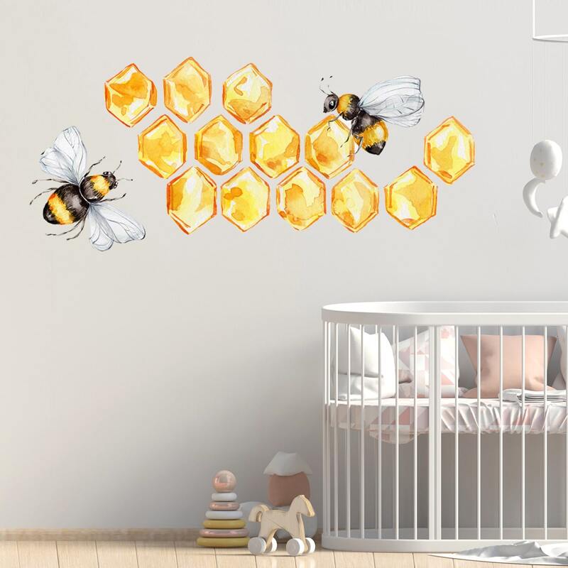 

1set Bee Print Wall Sticker, Multicolor