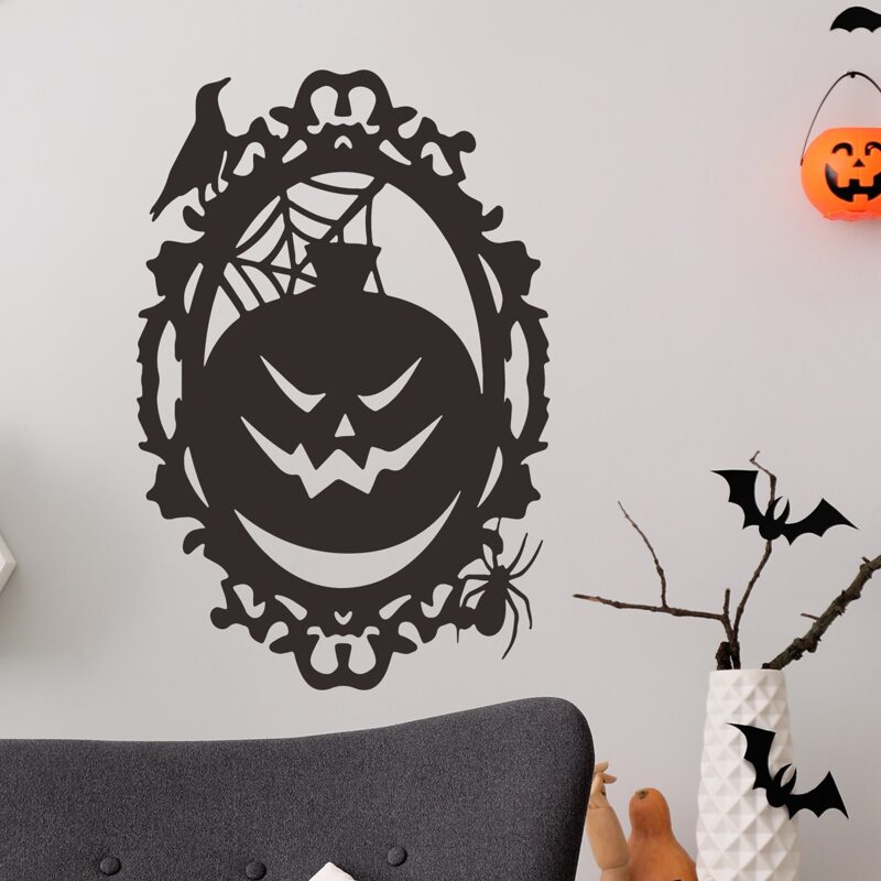 

1sheet Halloween Pumpkin Print Wall Sticker, Black