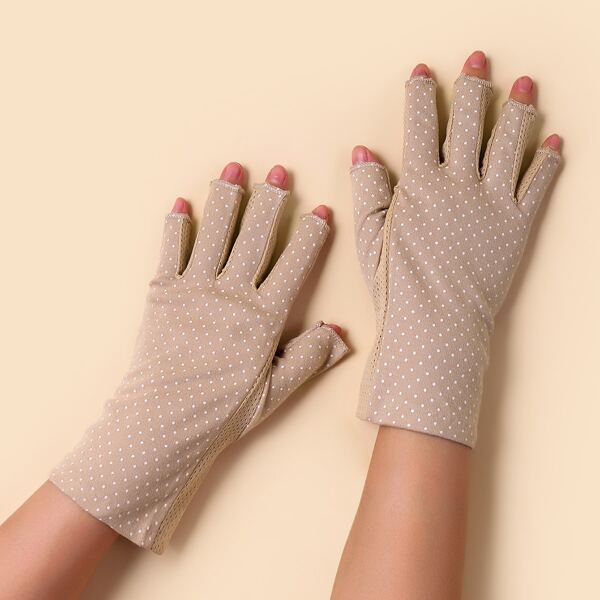

Polka Dot Print Gloves, Khaki