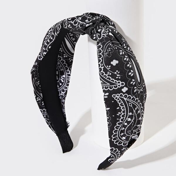 

Paisley Pattern Headband, Black and white