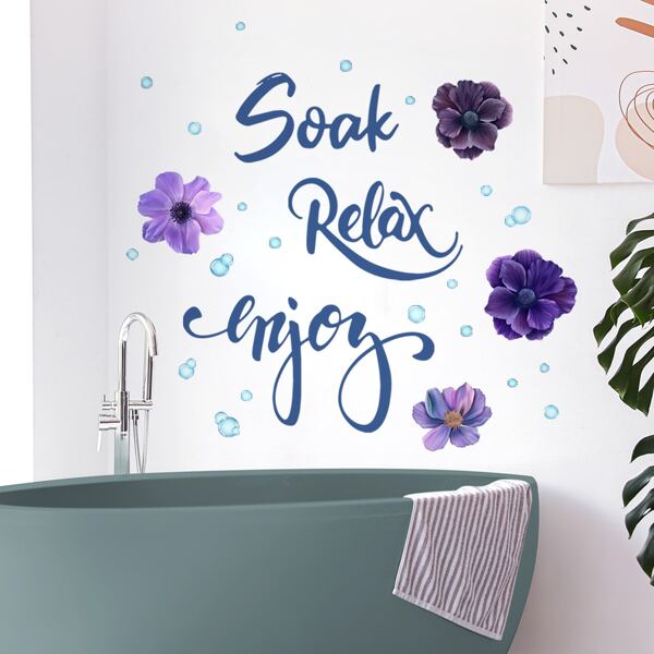 

1set Flower Print Wall Sticker, Multicolor