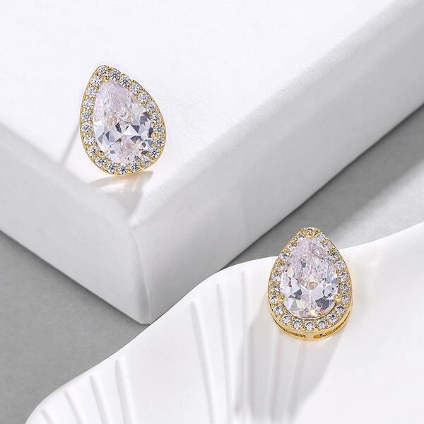

18K Gold Plated Zircon Stud Earrings