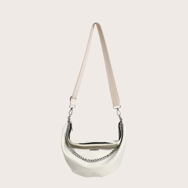 

Large Capacity Zip Crossbody Bag, White