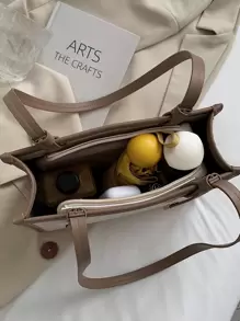 Old Moeny, Waterproof,Lightweight,Business Casual Crocodile Embossed Contrast Binding Shoulder Tote Bag For Teen Girls Women College Students,Rookies & White-Collar Workers Perfect For Office,College,Work ,Business,Commute