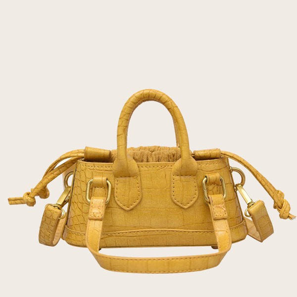

Croc Embossed Square Bag, Yellow
