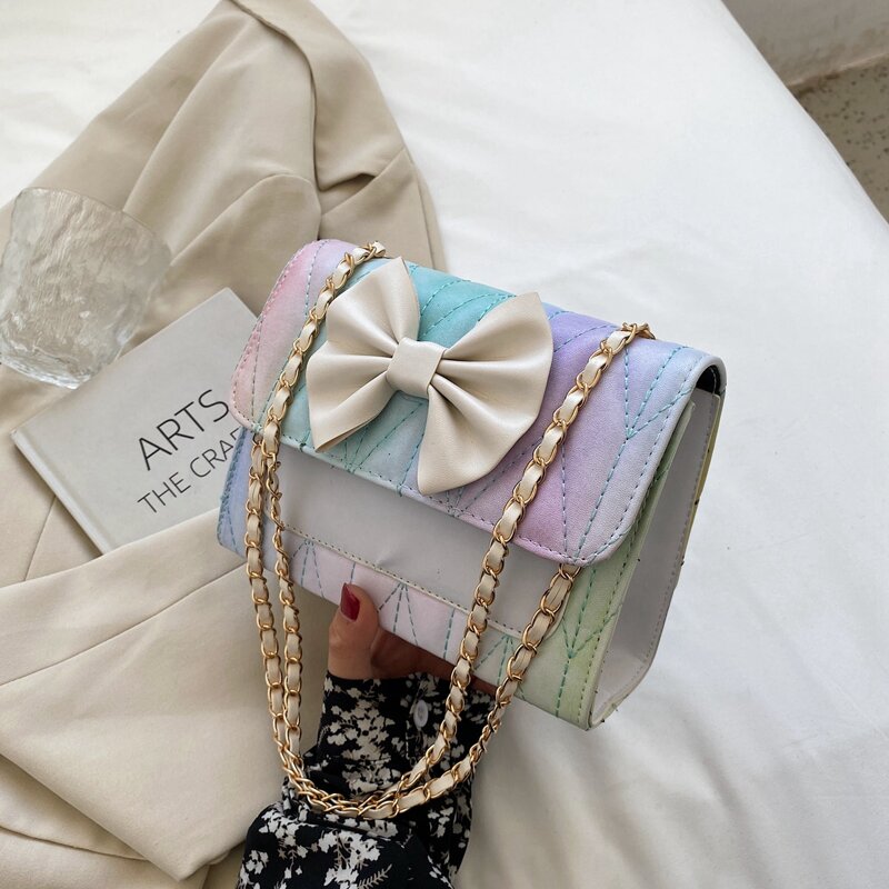 

Bow Decor Flap Chain Bag, Multicolor