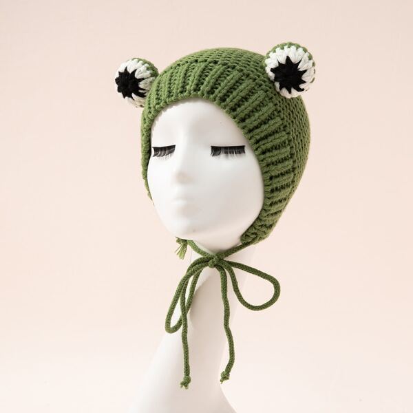 

Cartoon Knit Hat, Green