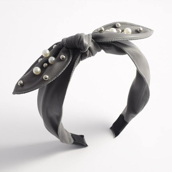 

Faux Pearl Decor Headband, Grey