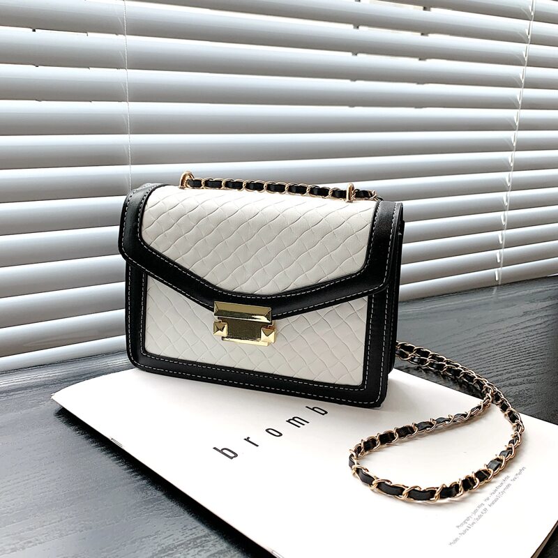 

Flap Shoulder Bag, Black and white